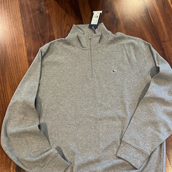 Brand new with tags! Vineyard Vines Gray Quarter Zip Sweater with Logo - Picture 3 of 7
